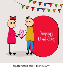 Illustration of background for Indian Hindu festival Bhai Dooj, celebrated in India showing love bond between brother and sister