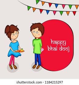 Illustration of background for Indian Hindu festival Bhai Dooj, celebrated in India showing love bond between brother and sister