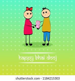 Illustration of background for Indian Hindu festival Bhai Dooj, celebrated in India showing love bond between brother and sister