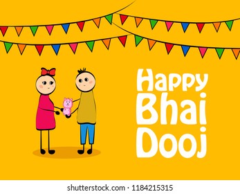 Illustration of background for Indian Hindu festival Bhai Dooj, celebrated in India showing love bond between brother and sister