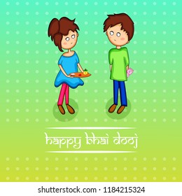 Illustration of background for Indian Hindu festival Bhai Dooj, celebrated in India showing love bond between brother and sister