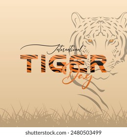 Ilustración de un fondo para el Día Internacional del Tigre. 29 de julio, ideal para tarjeta de felicitación, póster y Anuncio