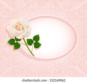 illustration background for the invitation with pearls  and a rose