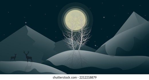 illustration background landscape nature snow covered view night moon whirlpool mountain sky stars space fantasy art blue science travel galaxy hill horizon stars