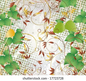 Illustration of background with leaves and grunge