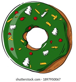 illustration of an background. The letter O in the fast food style. Vector. Donut.