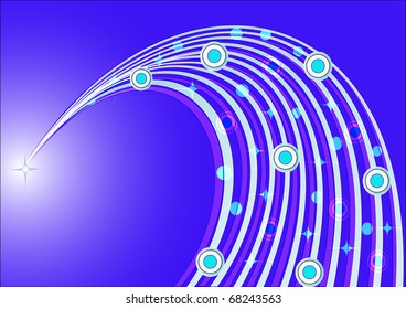 illustration background with line circle and star