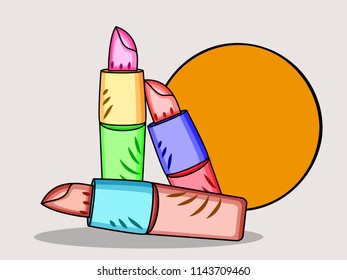 Illustration of background with Lipstick with different shades
