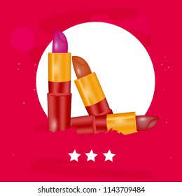 Illustration of background with Lipstick with different shades
