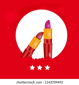 Illustration of background with Lipstick with different shades