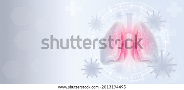 Illustration of background  Lung virus. \
Covid-19 virus cells in human lungs. Infected Coronavirus 2019-nCov\
lungs medical concept. Vector\
illustration.