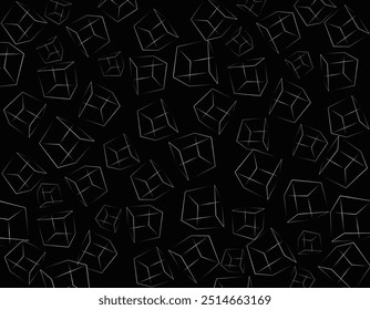 Illustration of background made of various size and rotation angle black rectangles. Seamless pattern. Modern stylish texture. Endless abstract background. vector box black white. business wallpaper