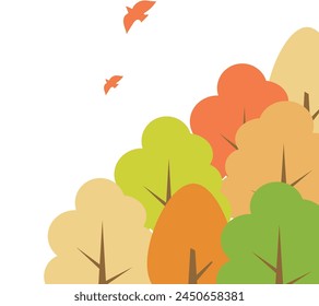 Illustration background material of forest trees with autumn leaves