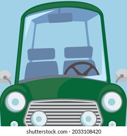 Illustration background material of the front of a green small car