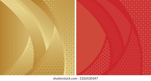 Illustration background material of gold gradation and red traditional Japanese style pattern.