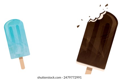 Illustration background material of half-eaten ice cream