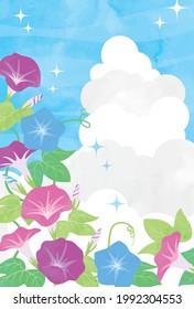 Illustration background material of morning glory with the image of summer