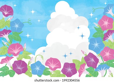 Illustration background material of morning glory with the image of summer