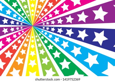 Illustration background material, poster for show business, entertainment, happy party image, rainbow line and star pattern