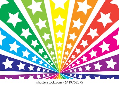 Illustration background material, poster for show business, entertainment, happy party image, rainbow line and star pattern