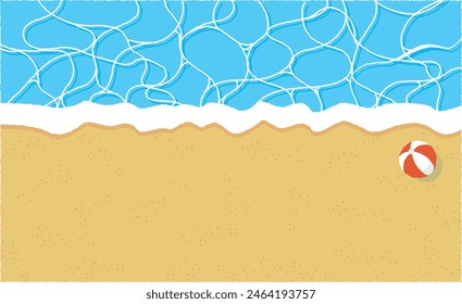 Illustration background material of a sandy beach with a beach ball