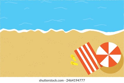 Illustration background material of a sandy beach with a beach umbrella