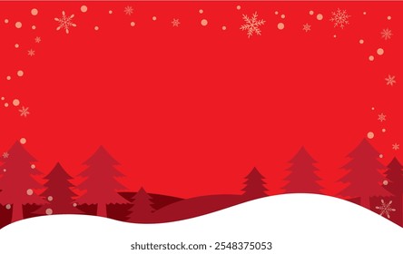 Illustration background material of a snowy Christmas winter forest