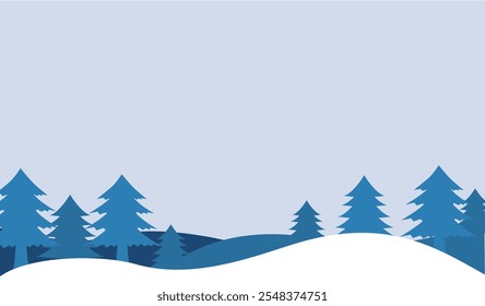 Material de fundo de ilustração de uma floresta de inverno nevado