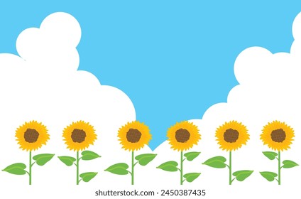 Illustration background material of summer thunderclouds and sunflowers