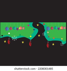 illustration of an background merry christmas.Christmas banner, Xmas sparkling lights garland with gifts box and golden tinsel.