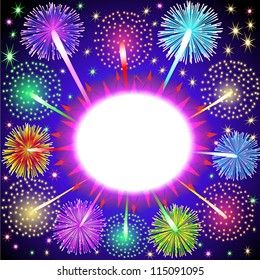 illustration background for message with salute and firework