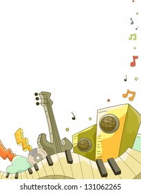 Ilustración de fondo Ilustración del diseño del doodle de elementos musicales