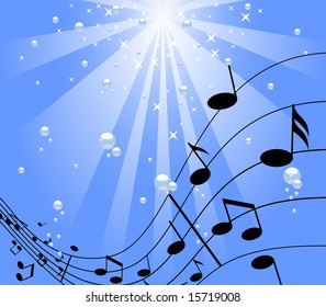 illustration of background with music under water at night
