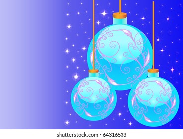 illustration background with new year's ball and star
