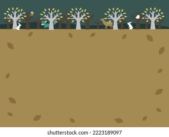 Illustration für den Hintergrund des nordischen Waldes im Spätherbst.