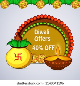 Illustration of background for the occasion of hindu festival Diwali celebrated in India