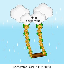 Illustration of background for the occasion of Hindu religious  festival Sawan Mass celebrated in India