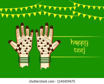 Illustration of background for the occasion of religious  festival Teej celebrated in India