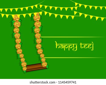 Illustration of background for the occasion of religious  festival Teej celebrated in India