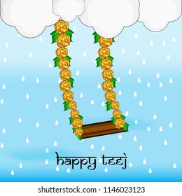 Illustration of background for the occasion of religious  festival Teej celebrated in India