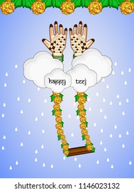 Illustration of background for the occasion of religious  festival Teej celebrated in India