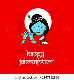 Illustration of background for the occasion of religious hindu festival Janmashtami celebrated in India