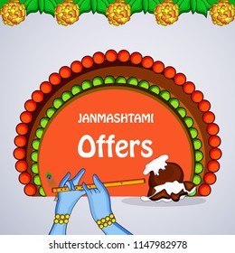Illustration of background for the occasion of religious hindu festival Janmashtami celebrated in India