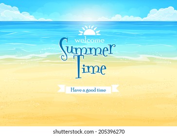 Illustration background with ocean and beach