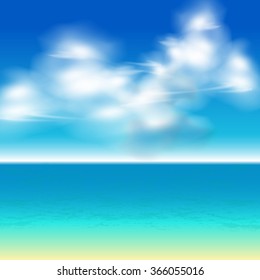 Illustration background with ocean and sky