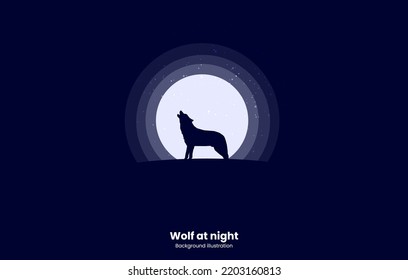 illustration background. illustration background oof a wolf at night during full moon