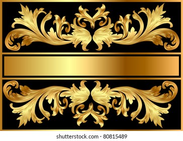  illustration background pattern frame from gild on black background