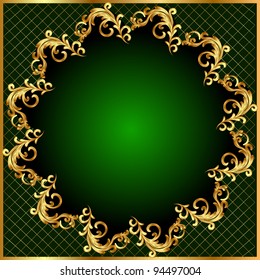 illustration background pattern gold on green background
