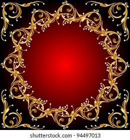 illustration background pattern gold on red background