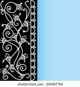 illustration background with a pattern of precious stones and flowers